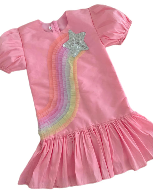 Rainbow + Star Dress in Pink
